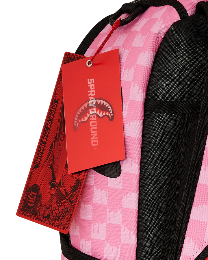 Sprayground Pink And Black Drip Check Pink Paradise Backpack