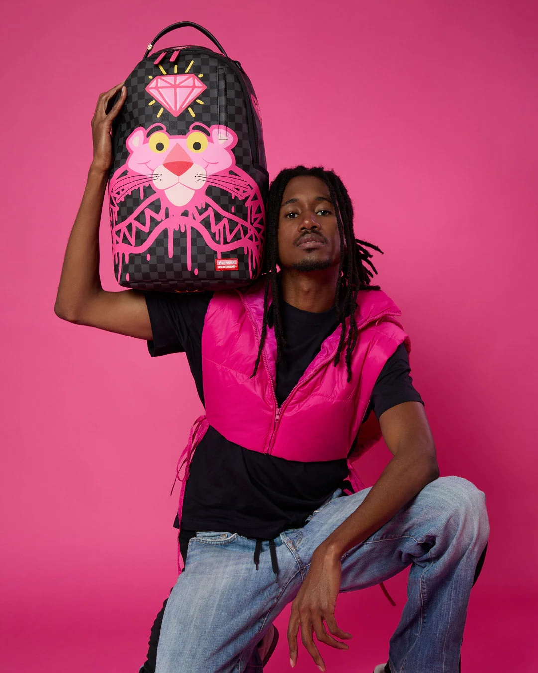 Sprayground X Pink Panther Drippy Diamond Shark Backpack