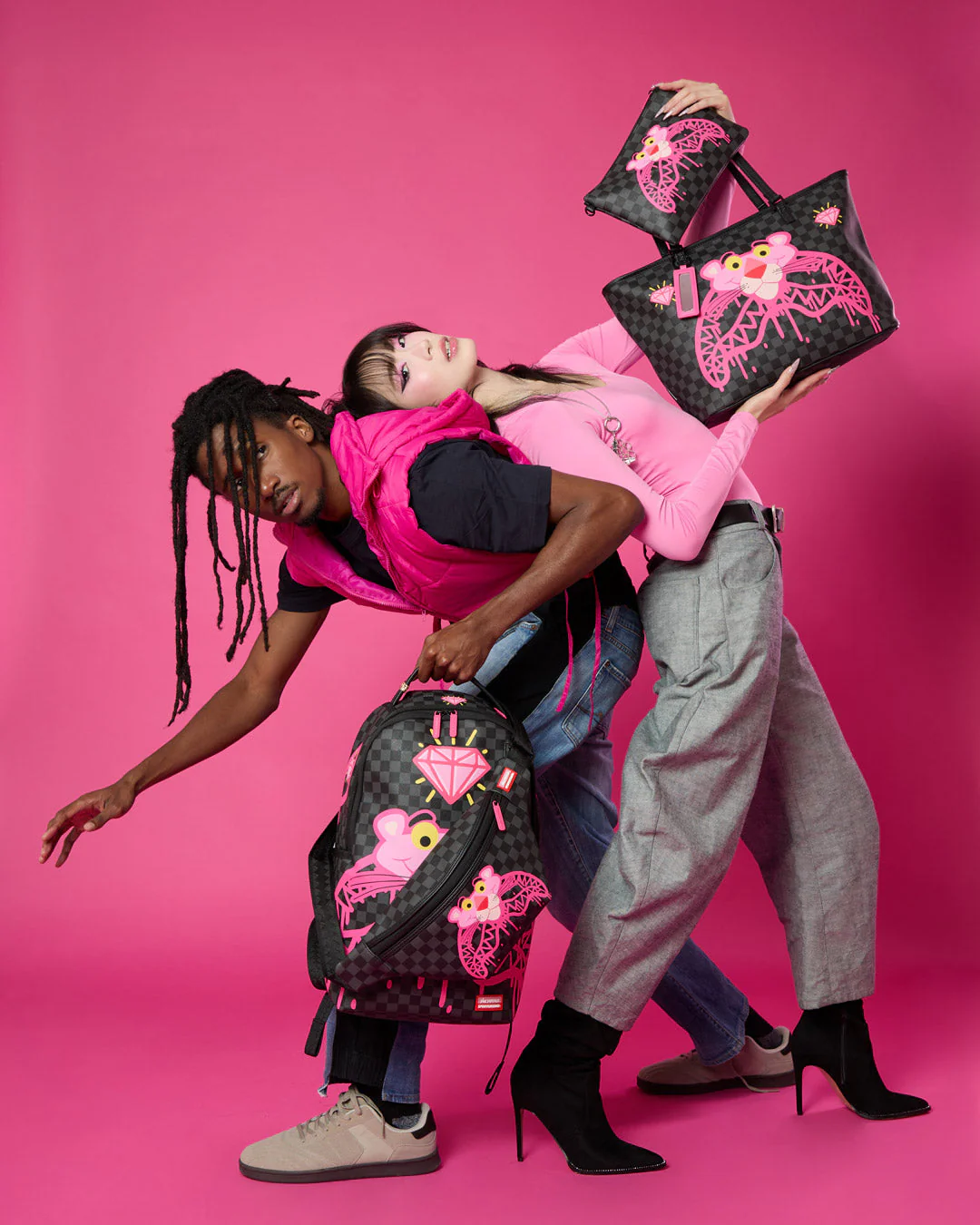 Sprayground X Pink Panther Drippy Diamond Shark Backpack