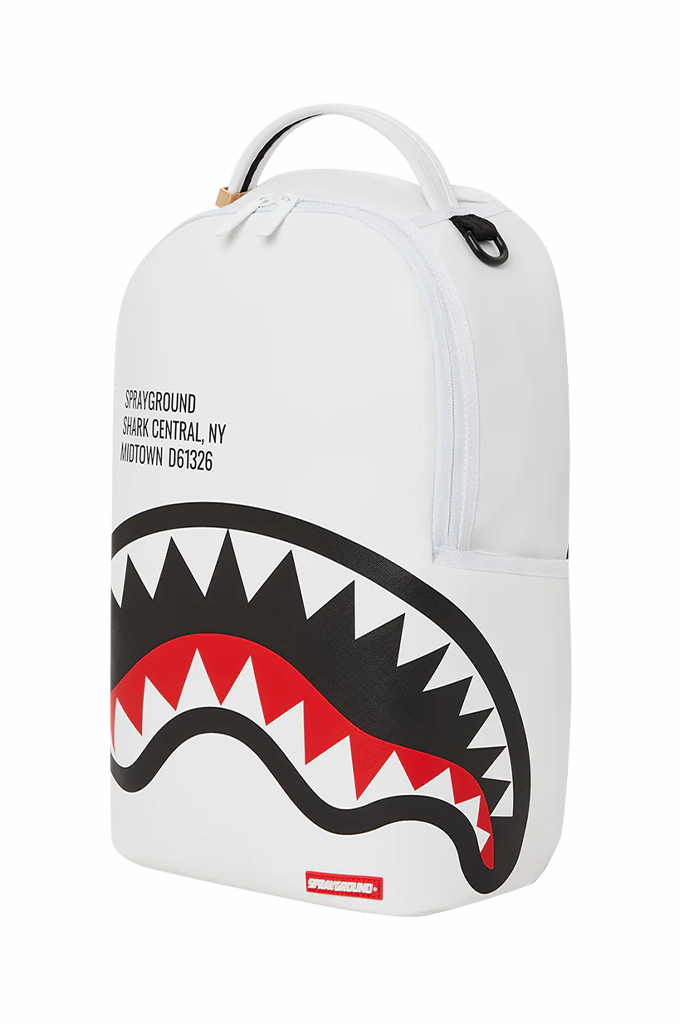 Sprayground Shark Central 2.0 DLXSV White Backpack Mainland Skate