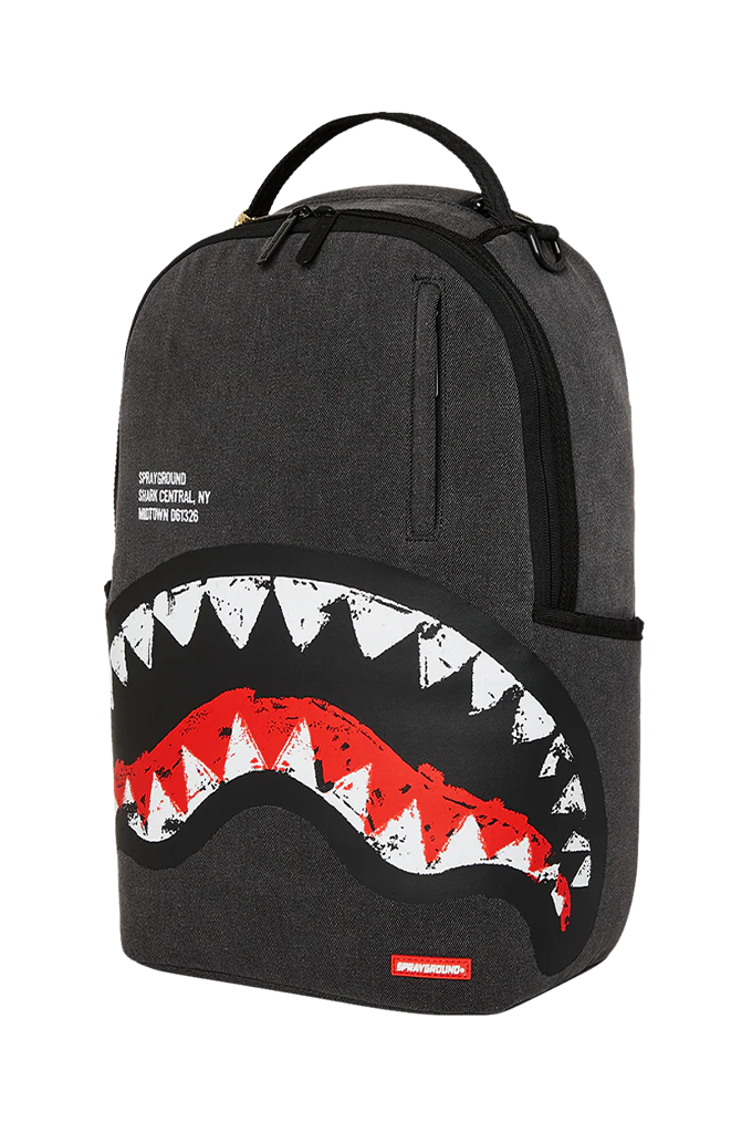 Sprayground Shark Central Denim Painted Backpack
