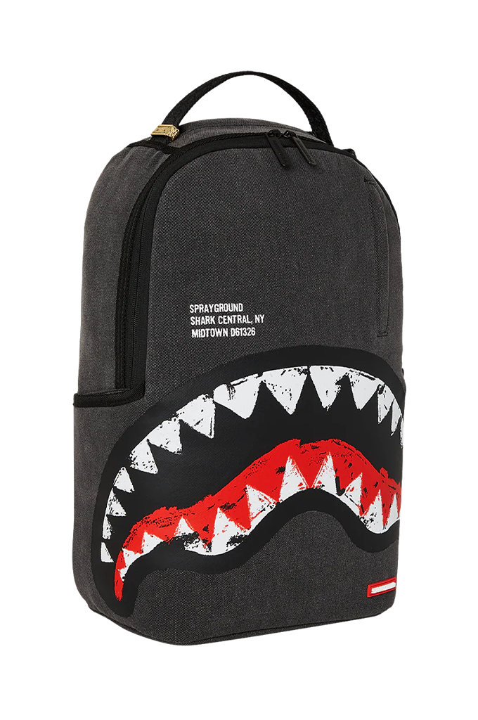 Sprayground Shark Central Denim Painted Backpack