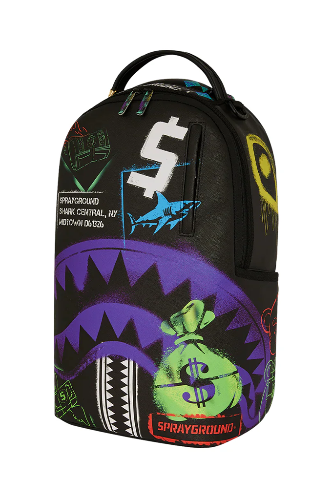 Sprayground Shark Central Stencils Black Backpack