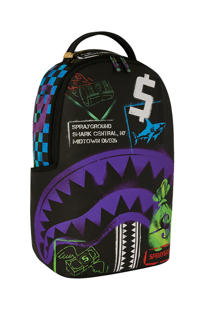 Sprayground Shark Central Stencils Black Backpack