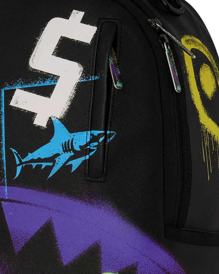 Sprayground Shark Central Stencils Black Backpack