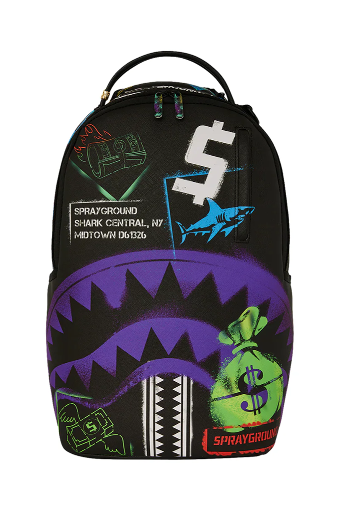 Sprayground Shark Central Stencils Black Backpack