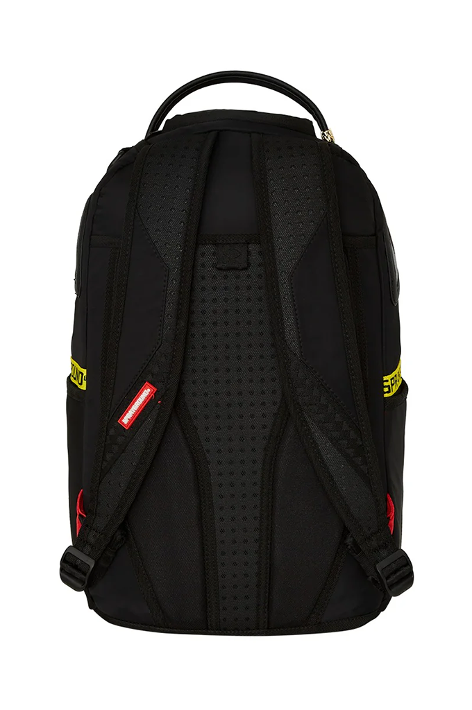 Sprayground Shark Central Yellow Tape Parachute Satin Backpack