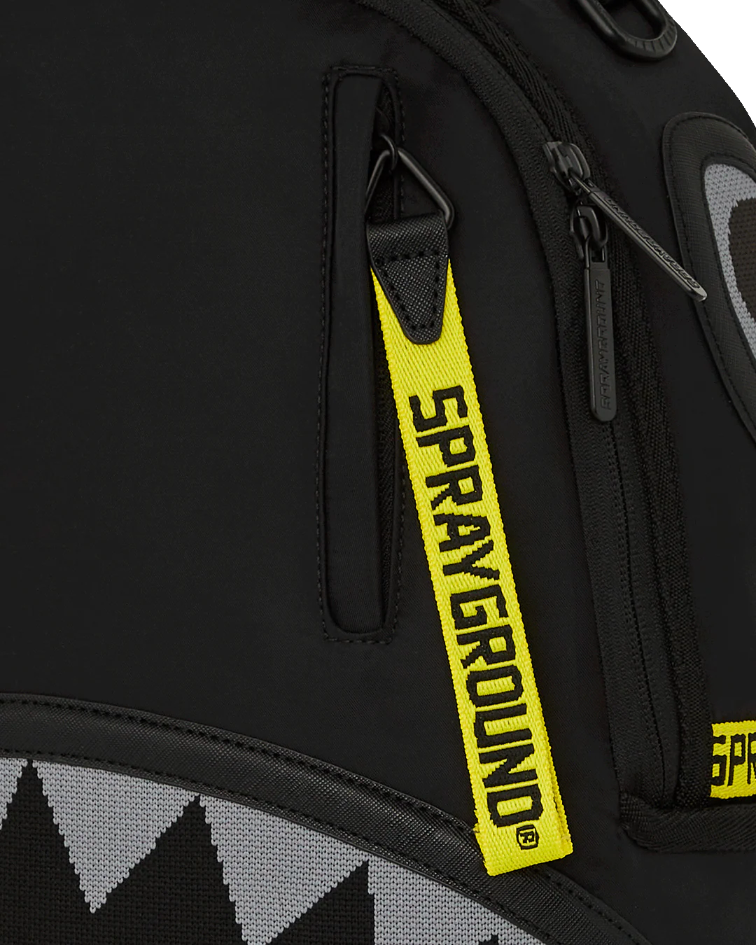 Sprayground Shark Central Yellow Tape Parachute Satin Backpack