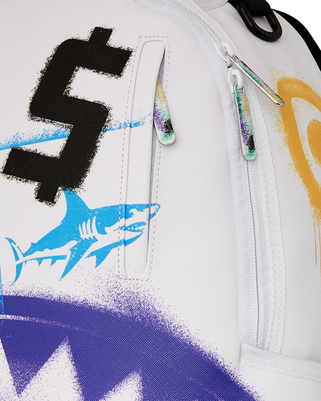 Sprayground Shark Central Stencils White Backpack