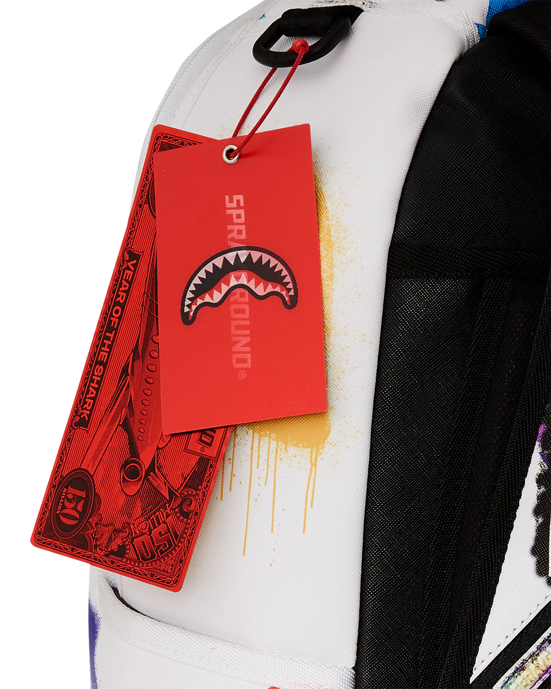 Sprayground Shark Central Stencils White Backpack