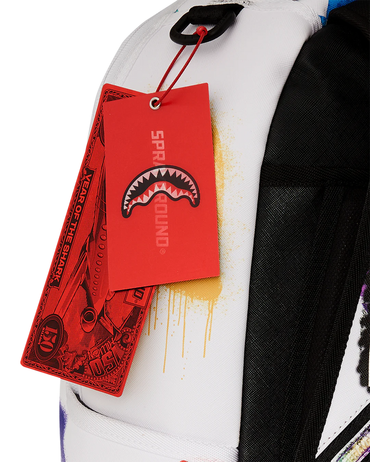 Sprayground Shark Central Stencils White Backpack