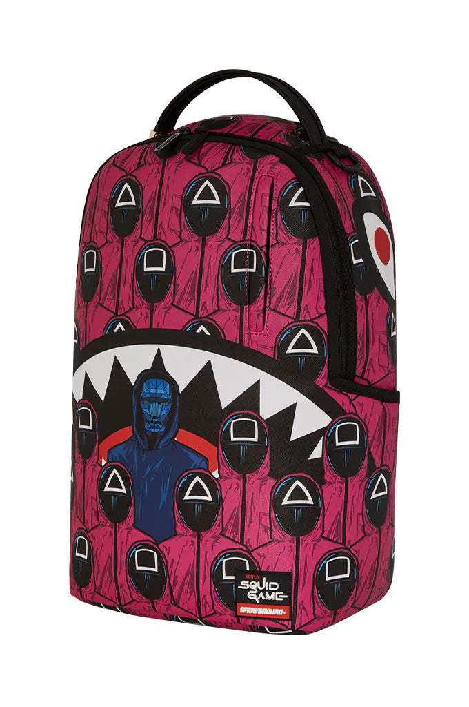 Sprayground X Squid Game Lined Up Front Man & Pink Guard Shark