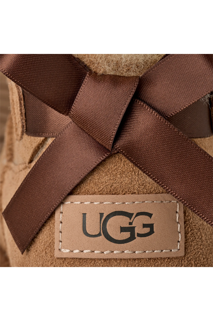 The details of an UGG boot, UGG label. 
