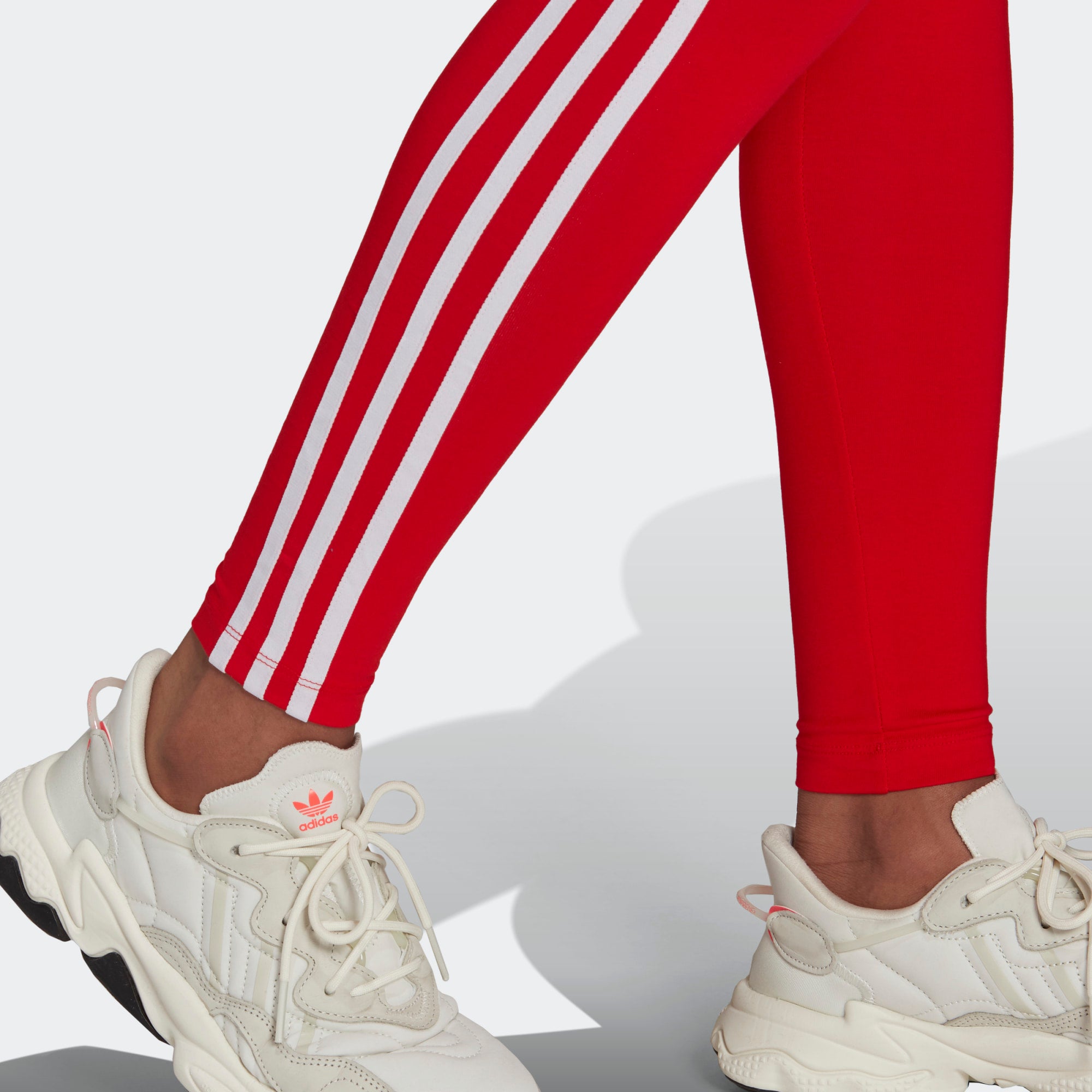 adidas Originals adicolor three stripe logo leggings in red