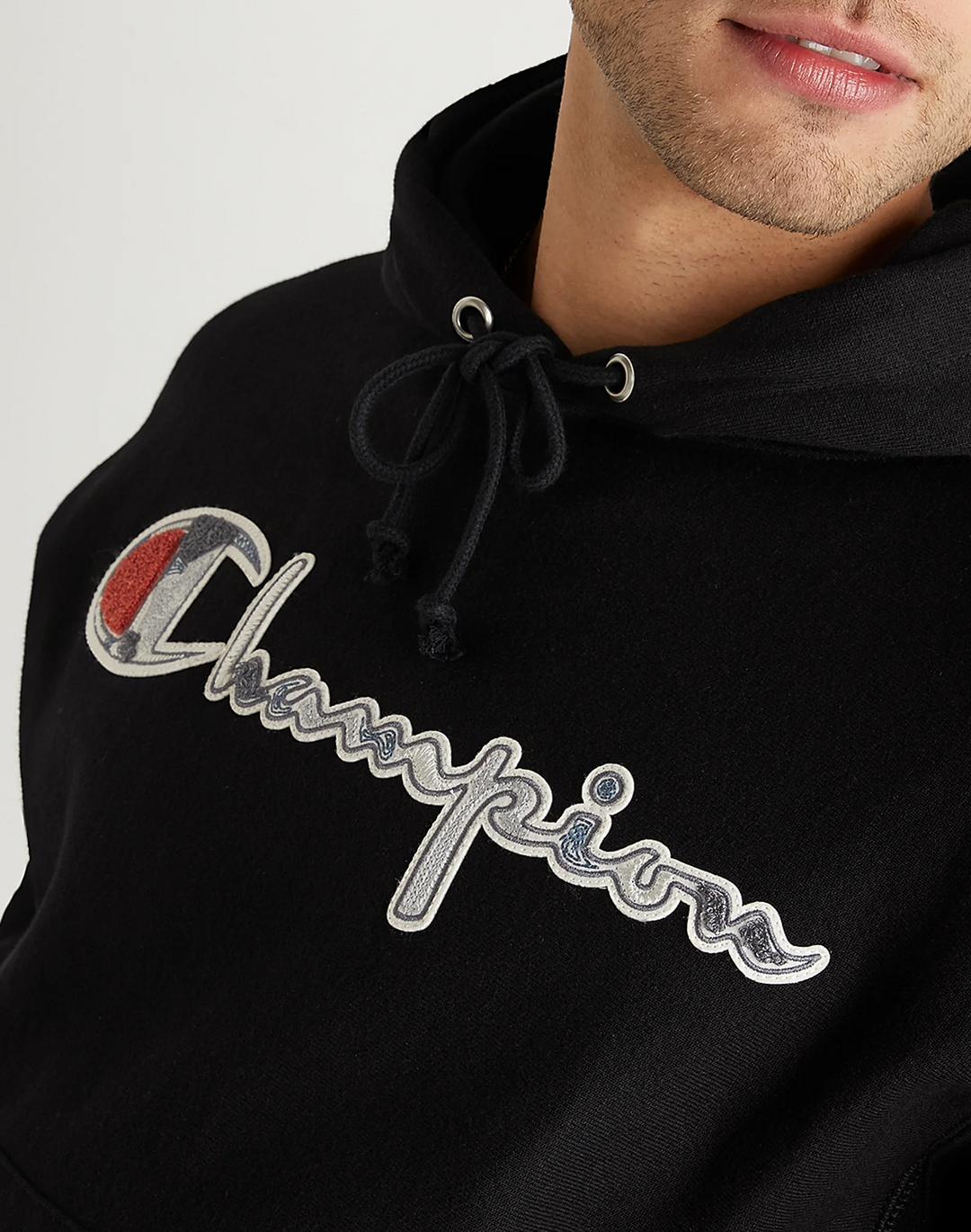 Champion reverse weave pullover hoodie with chenille champion script logo shop