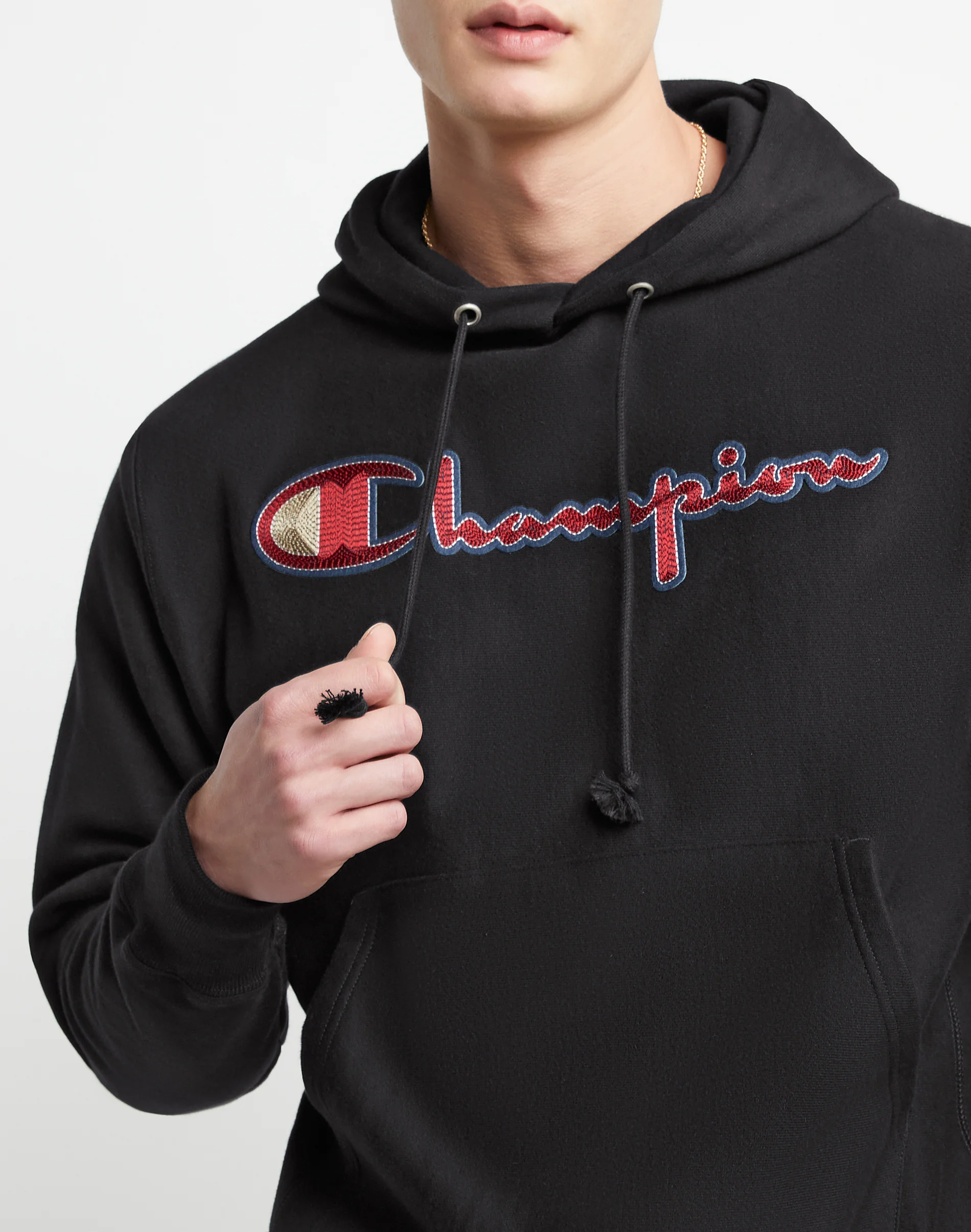 Champion script sales hoodie black
