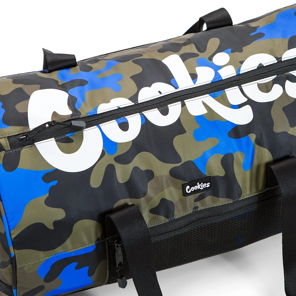 Cookies Summit Ripstop Smell Proof Duffle Bag  Blue Camo  Fresh  GreenHouse Dispensary