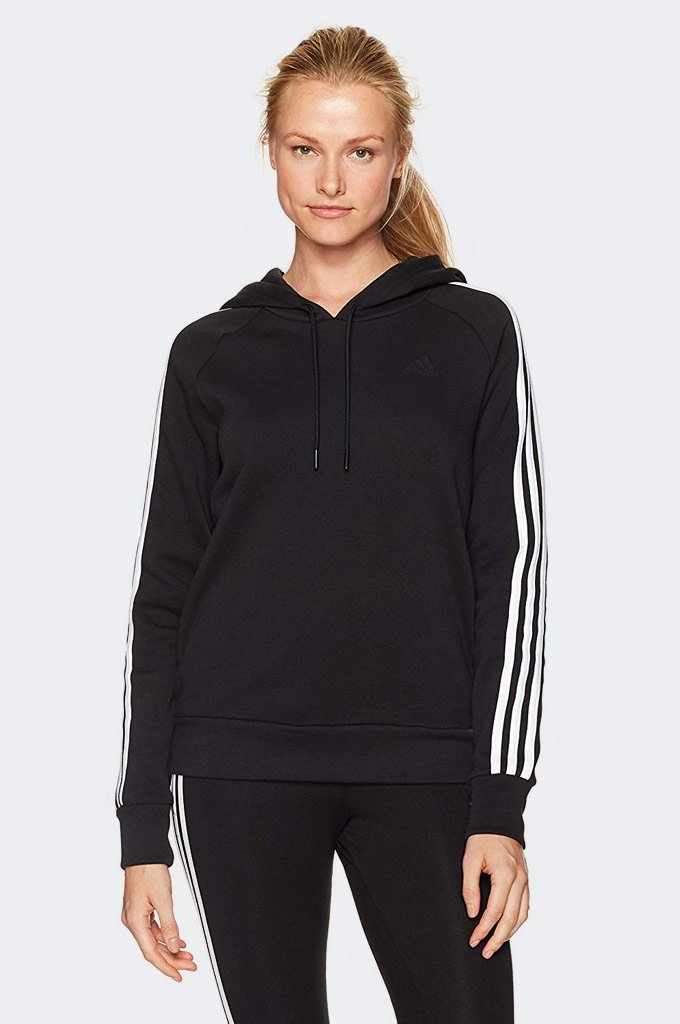 Adidas Essential Cotton Fleece 3 Stripe Pullover Hoodie - Mainland Skate & Surf
