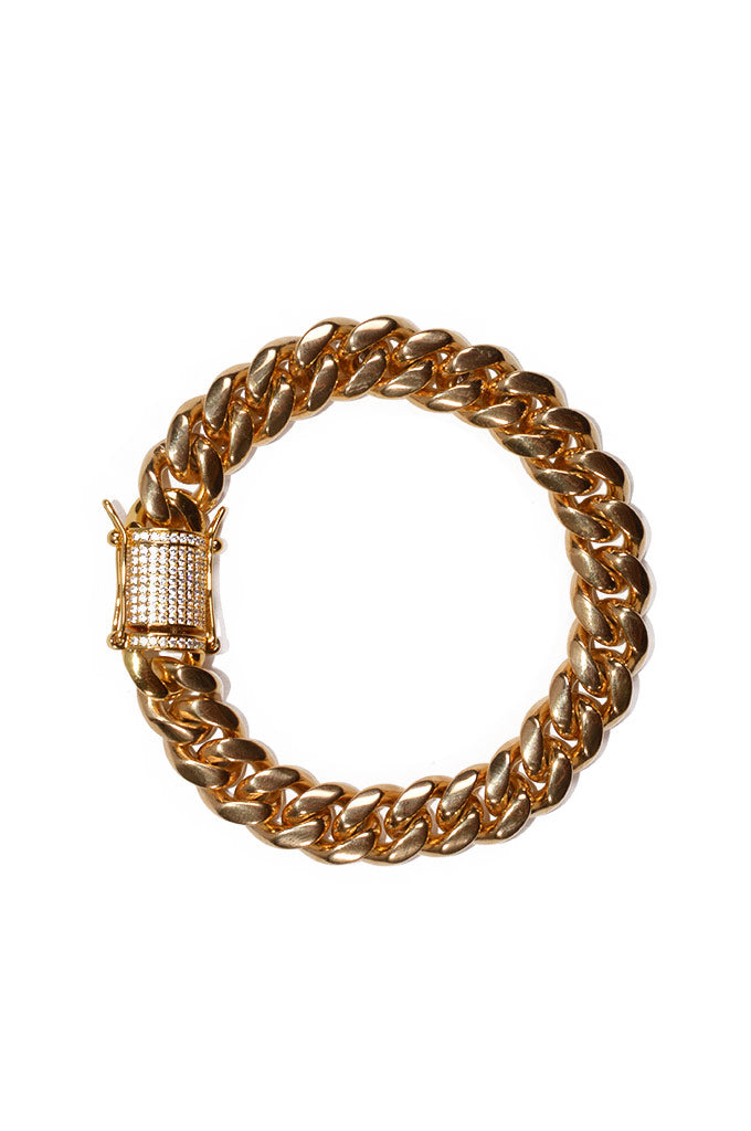 Aicon 12mm 8.5" Cuban Link Bracelet w/ CZ Ice