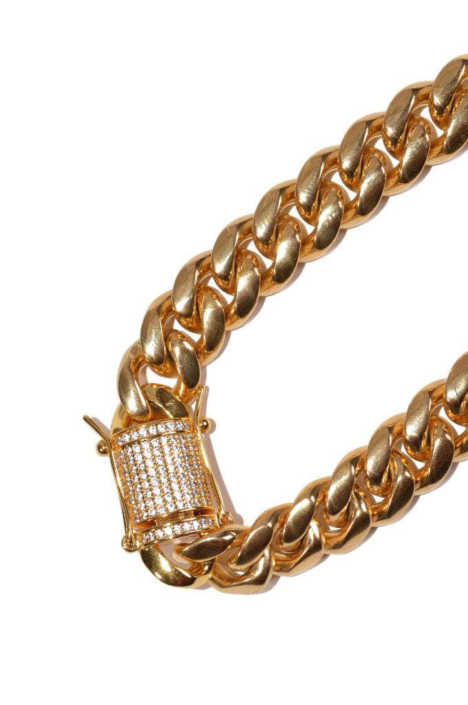 Aicon 12mm 8.5" Cuban Link Bracelet w/ CZ Ice