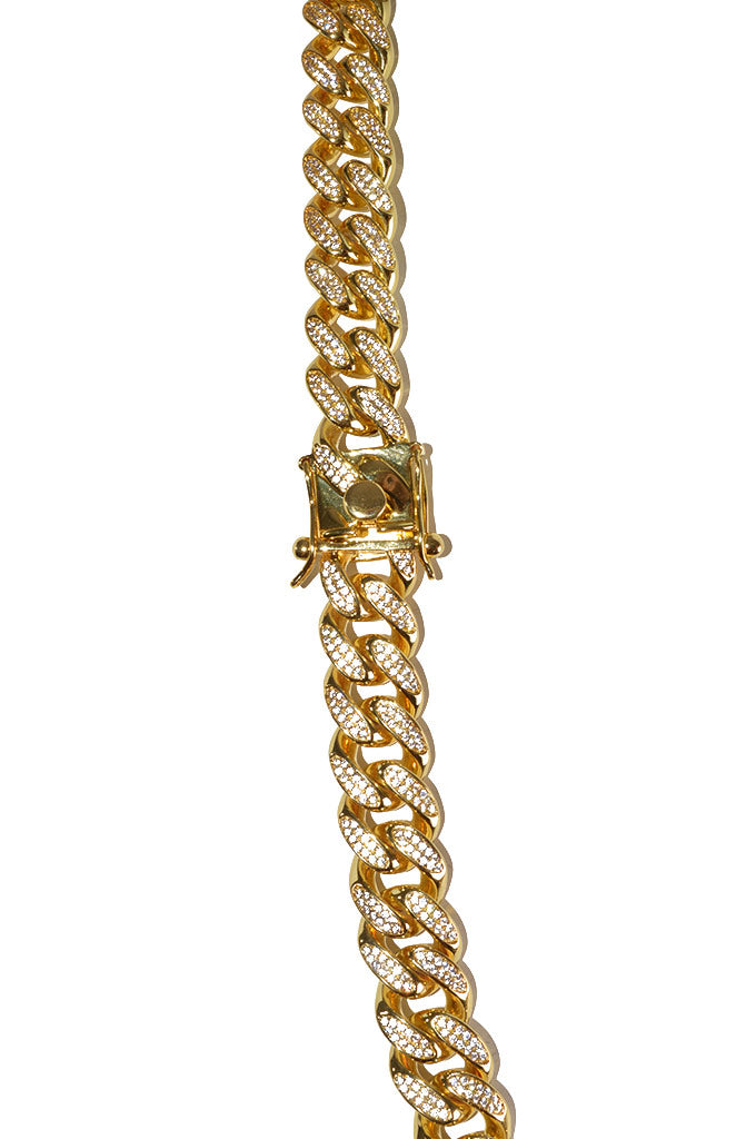 Aicon 12mm 30" Cuban Link Chain w/ CZ Ice