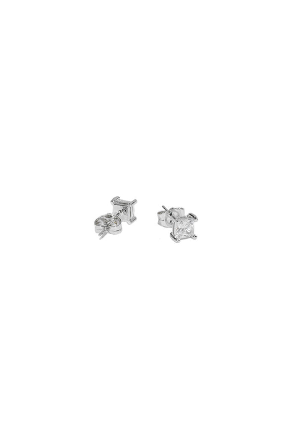 Aicon White Gold Square Earrings 4mm