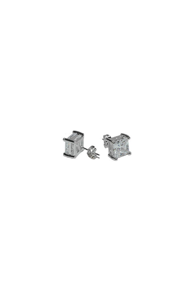 Aicon White Gold Square Earrings 8mm