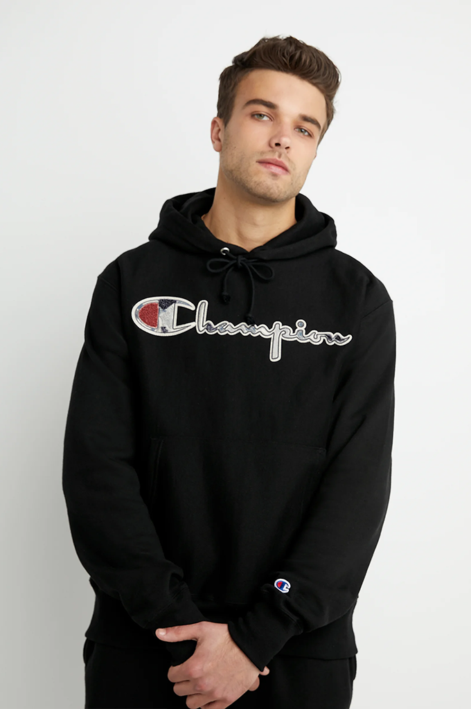 Champion Reverse Weave Pullover Hoodie Chenille Logo Mainland