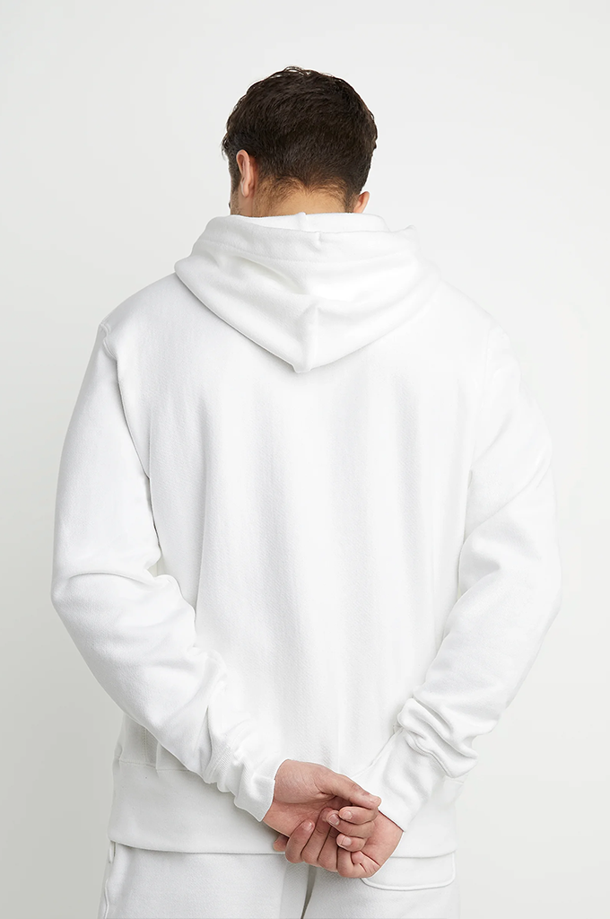 Champion reverse weave chenille logo white hoodie outlet