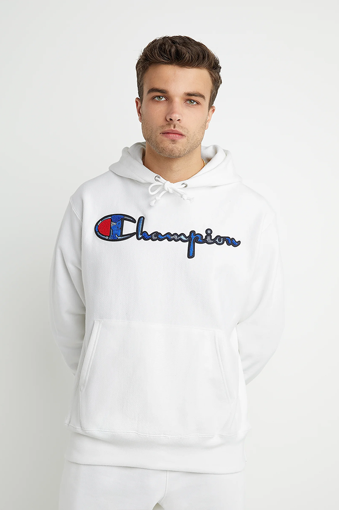 Champion Reverse Weave Pullover Hoodie Chenille Logo Mainland