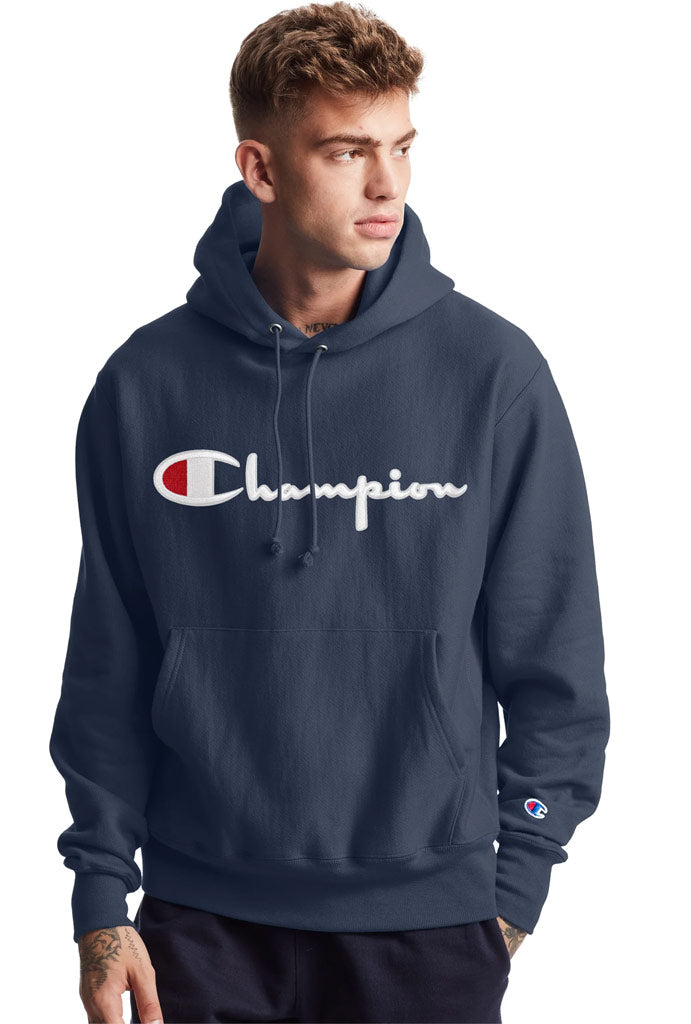 champion R/W script logo ribline hoodie | ethicsinsports.ch