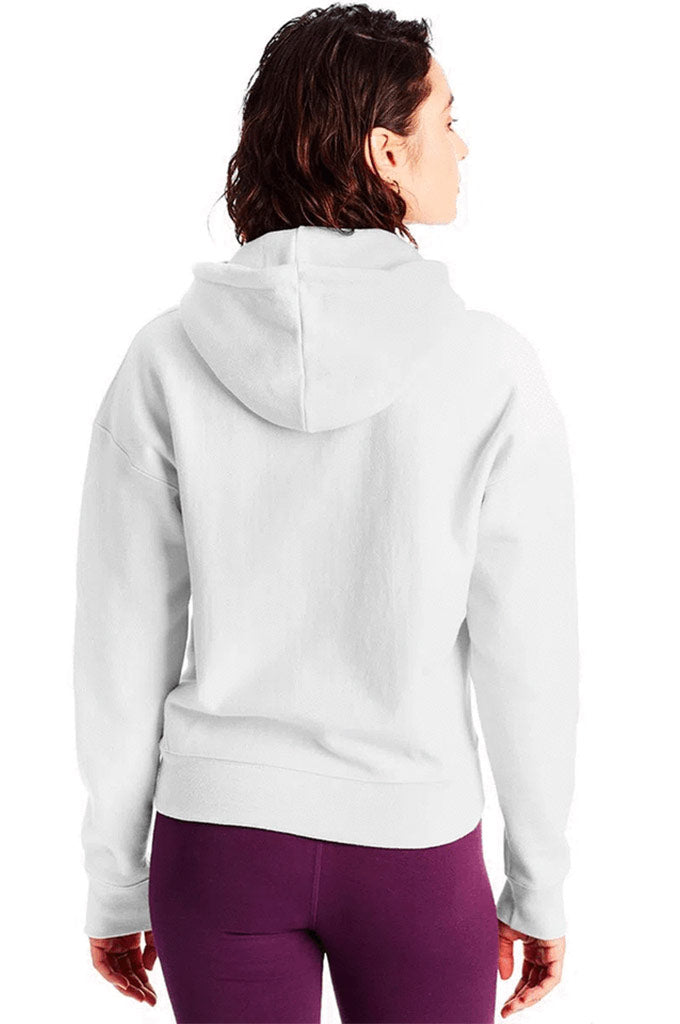 Champion Women Sweatshirt XL White Hoodie Logo Embroidered Long
