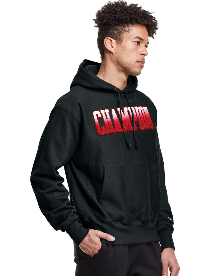 Champion Reverse Weave Hoodie, Ombre Block Applique Logo