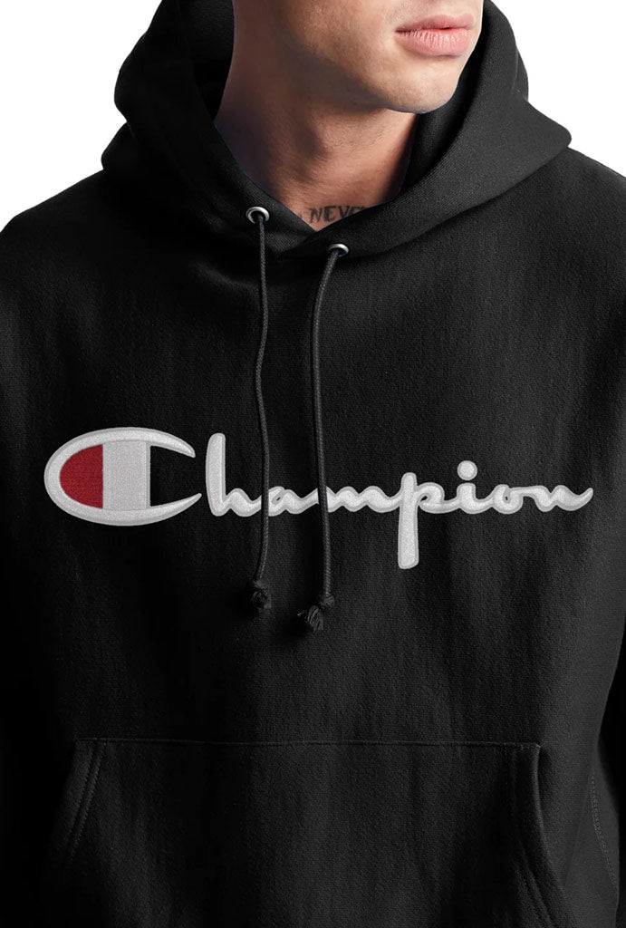 Vintage men's Champion hoodie MEDIUM reverse weave embroider factory logo