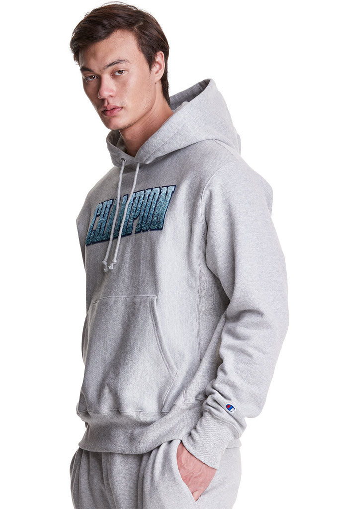 Champion Reverse Weave Hoodie, Ombre Block Applique Logo