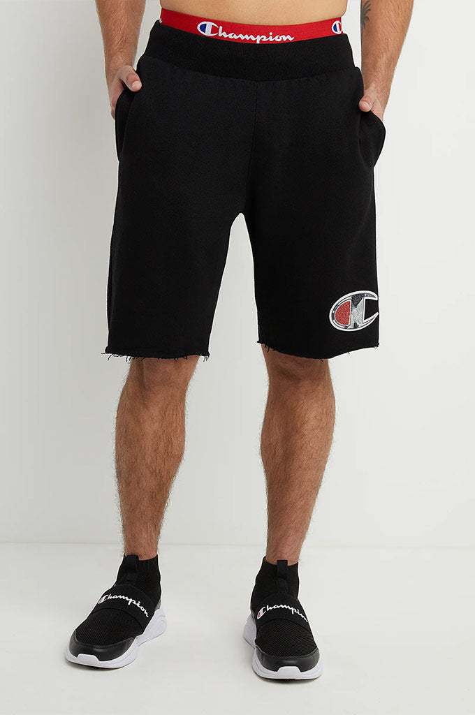 Champion Reverse Weave Cut-Off Shorts, Chenille Logo Applique 10"