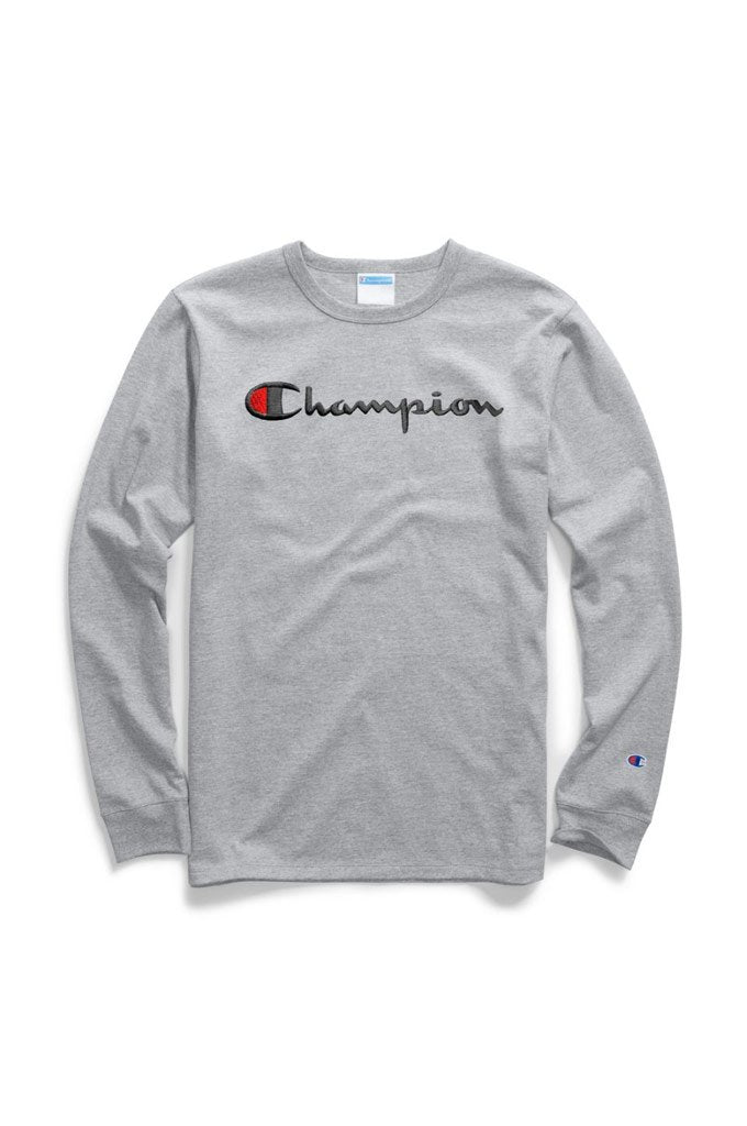 Champion logo long sleeve hot sale