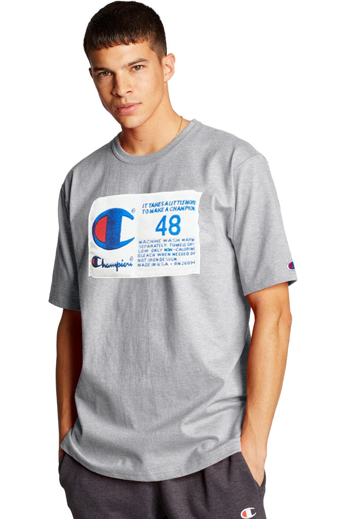 Champion Men s Photo Real Jock Tag Heritage Tee Black Small