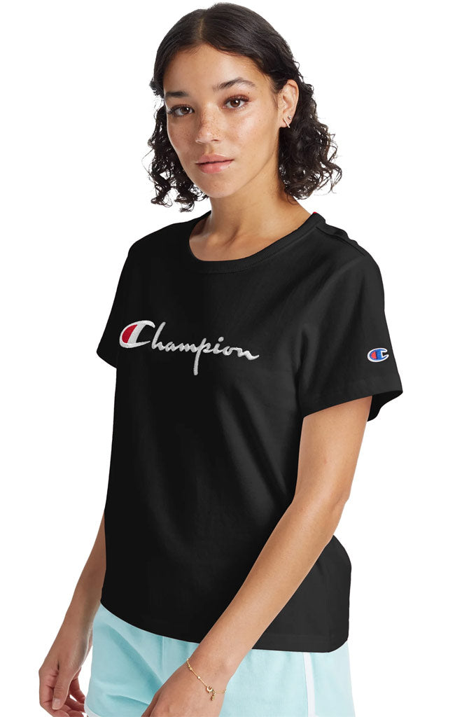 Champion Girlfriend Women\'s Tee, Script Logo– Mainland Skate & Surf