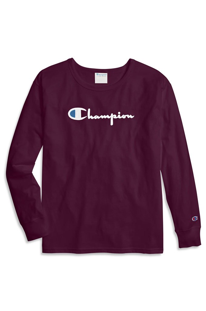 Champion Original Long-Sleeve Women\'s Mainland Skate Tee, Logo– & Surf Flocked