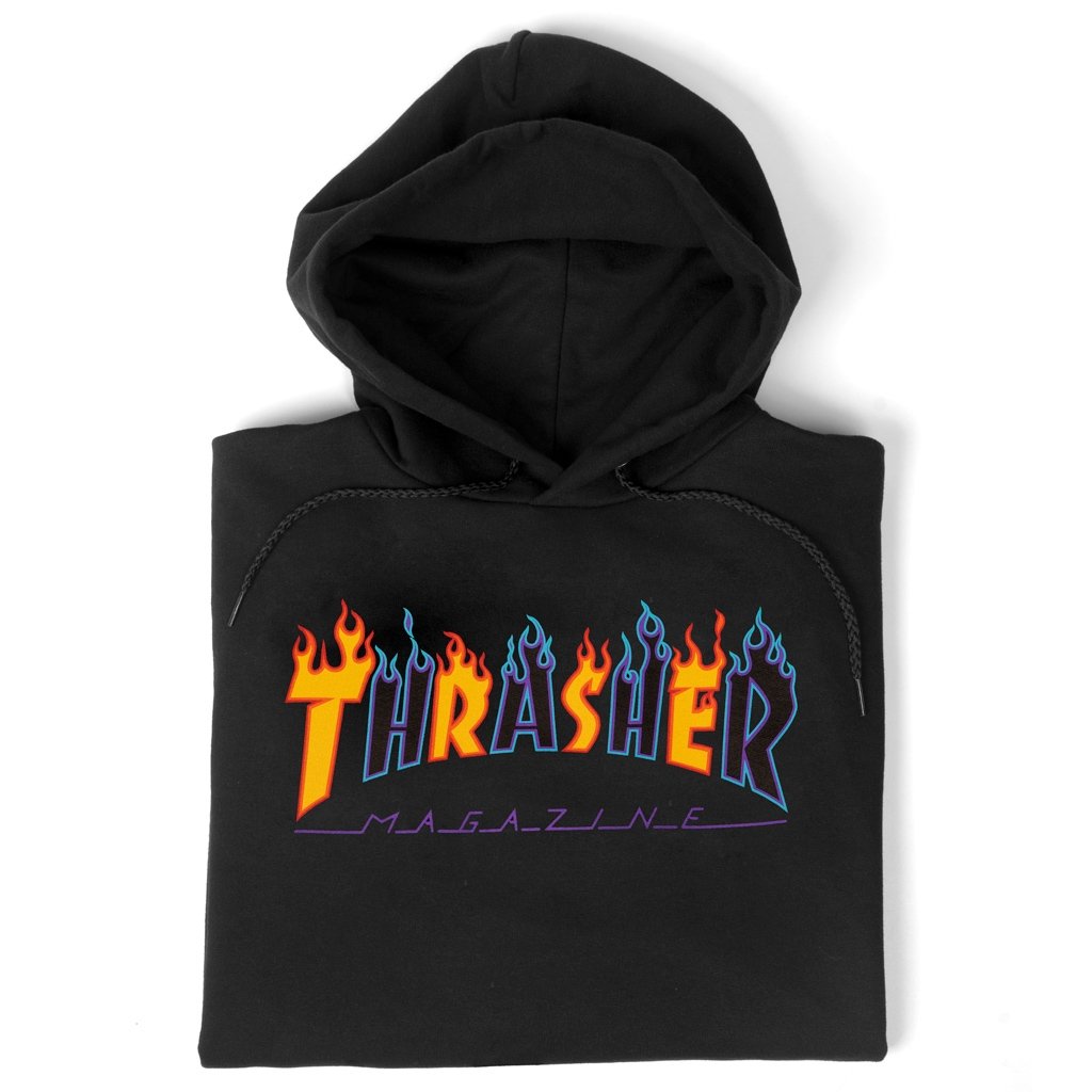 Thrasher hoodie logo on hood discount