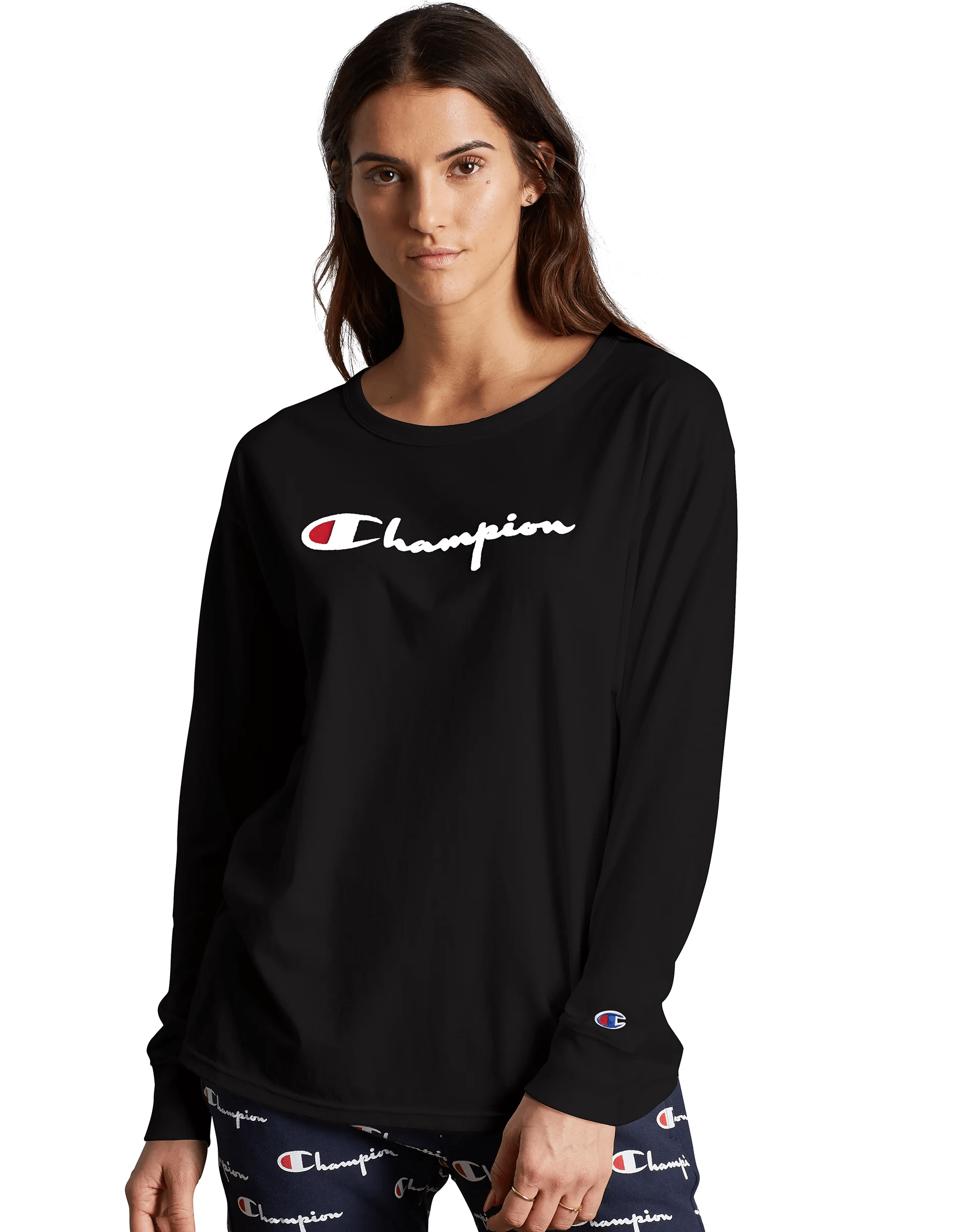 Champion Original Long Sleeve Women s Tee Flocked Logo Mainland