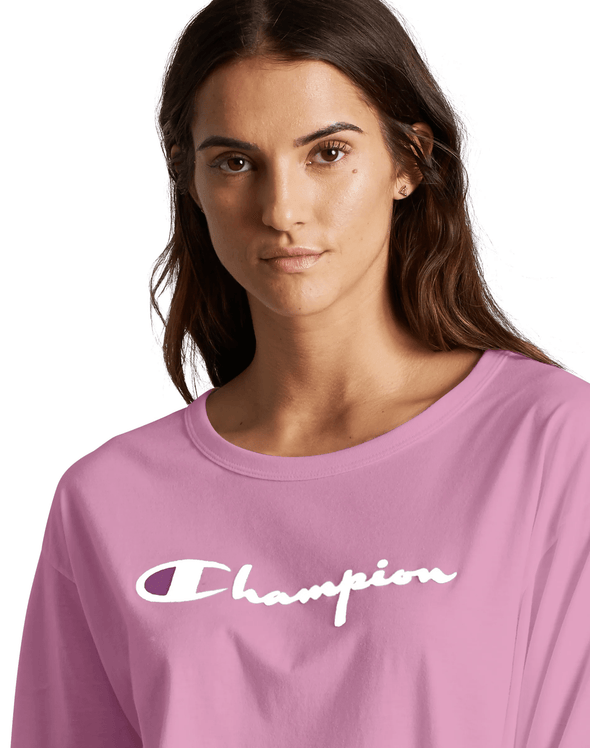 Champion Original Long-Sleeve Women's Tee, Flocked Logo - Mainland Skate & Surf
