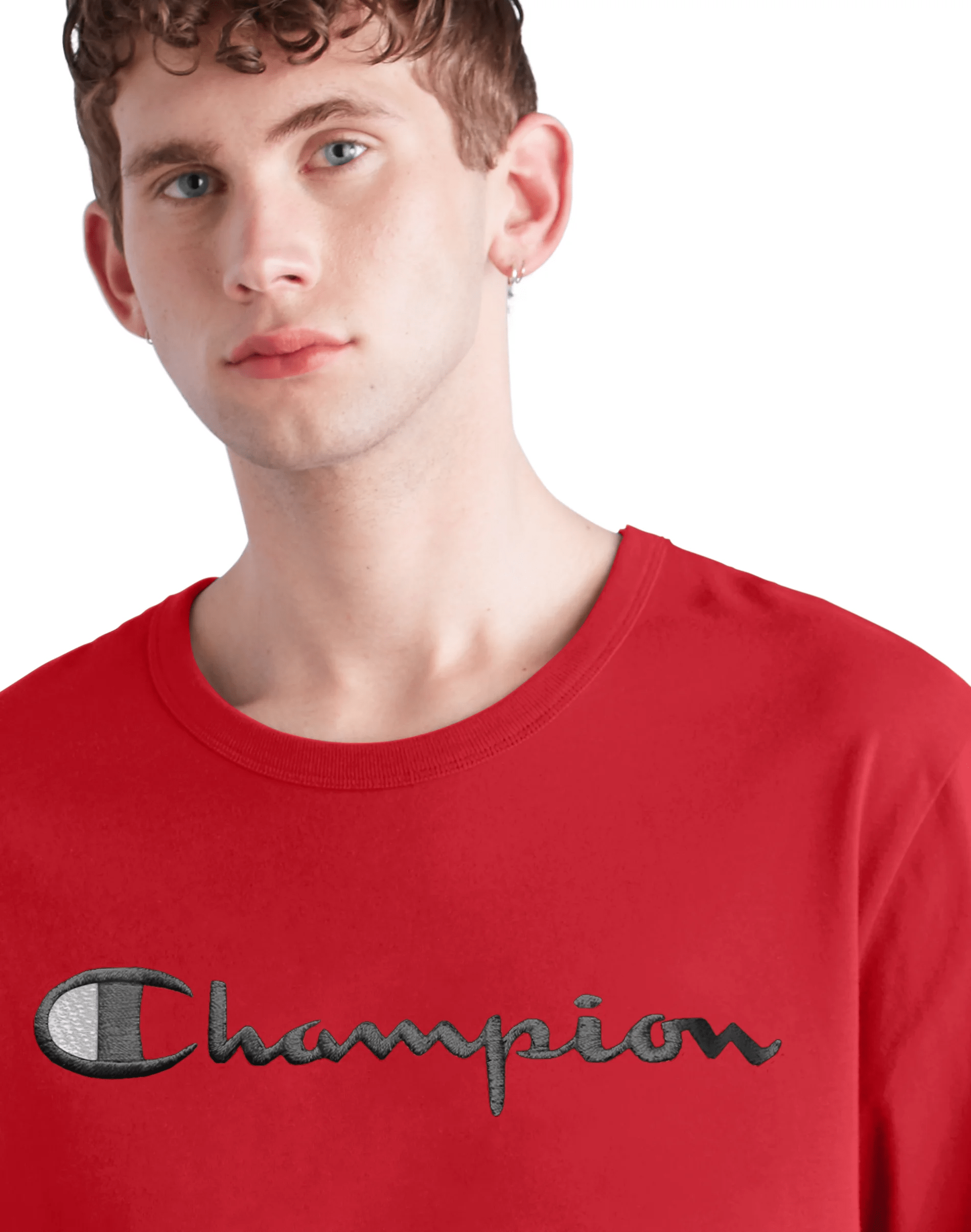 Red champion top script shirt