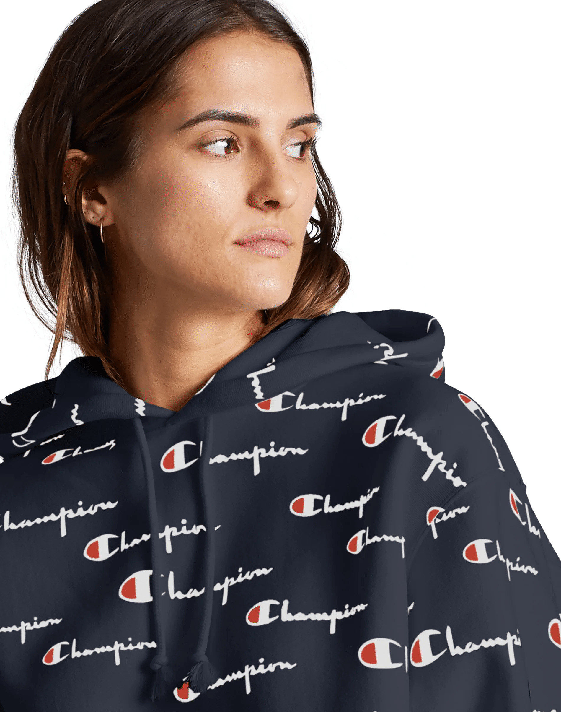 Champion reverse weave all over print cropped hoodie sales