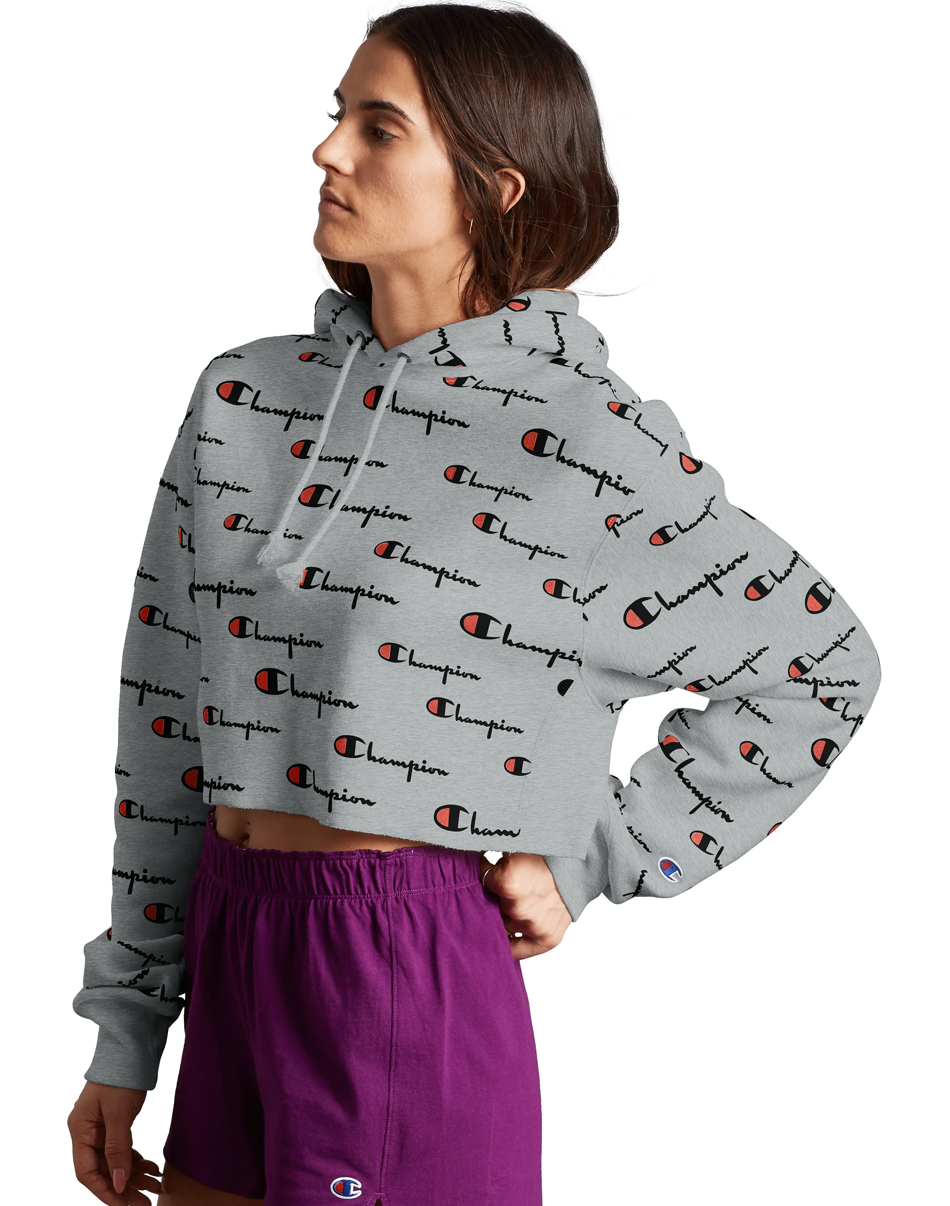 Champion life women's reverse weave cropped cut hot sale off hood