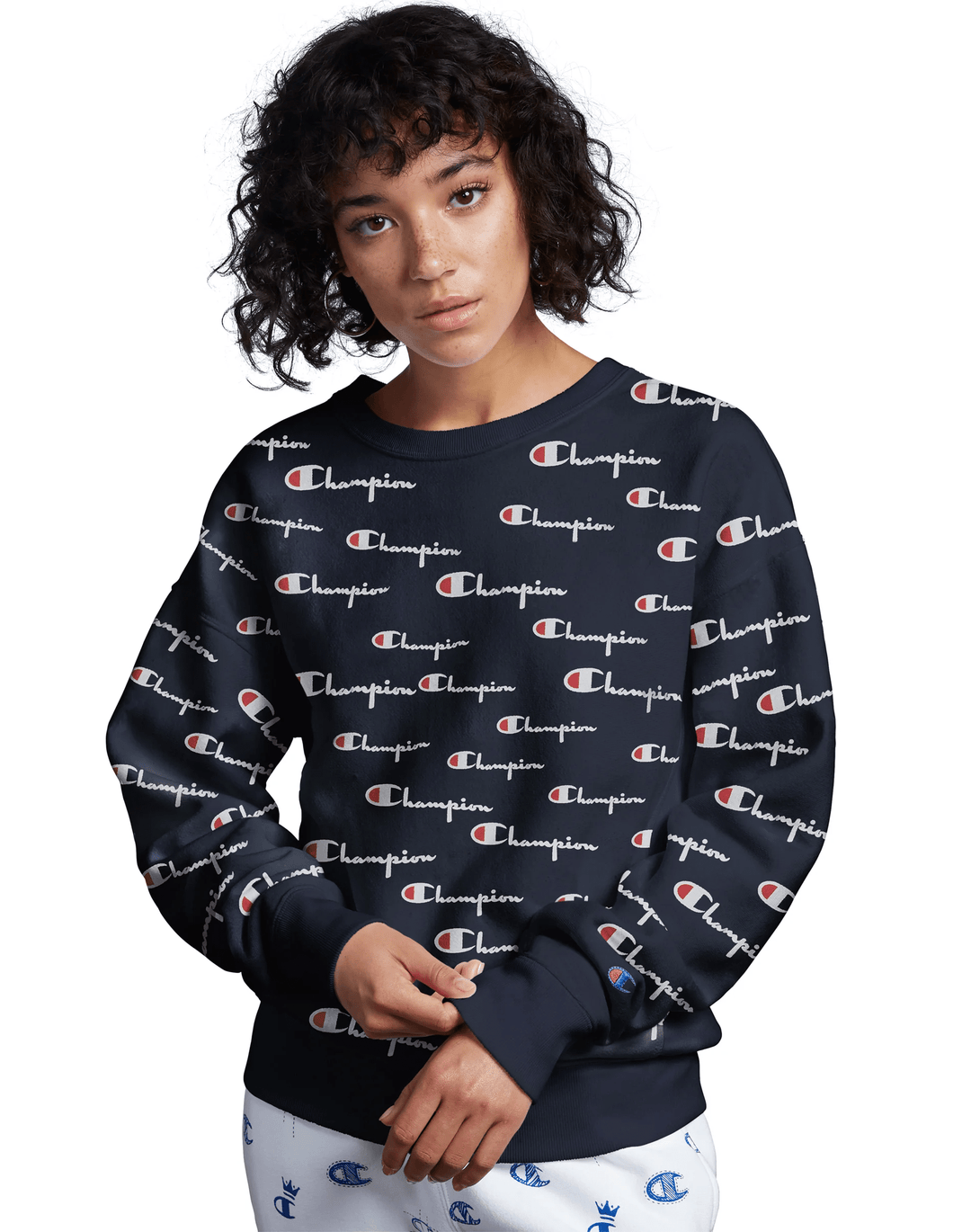 Champion Reverse Weave Women s Crew All Over Logo Mainland Skate Surf