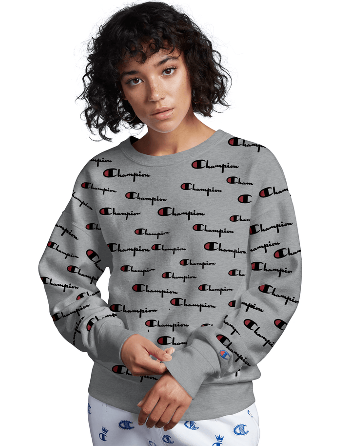 Champion Reverse Weave Women s Crew All Over Logo Mainland Skate Surf