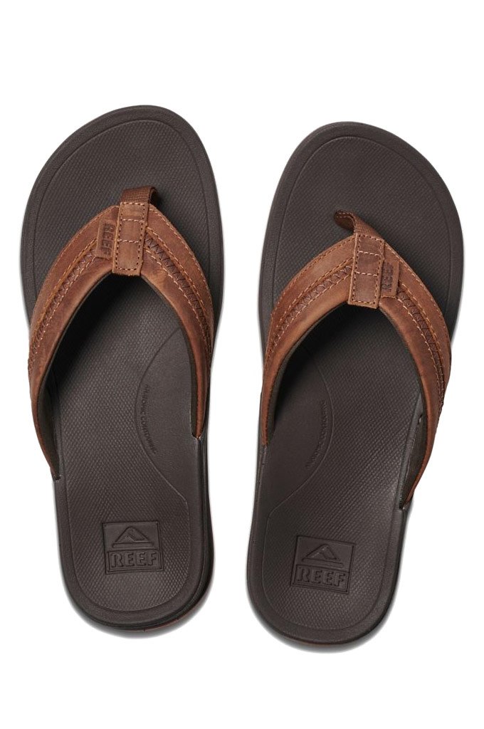 Reef Leather Ortho-Bounce Coast Men's Sandals, Brown / 10