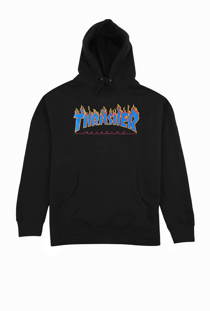 Felpa Con Cappuccio Thrasher Flame Mag Nera, Edizione Limitata, Taglia XL, Cotone Pesante